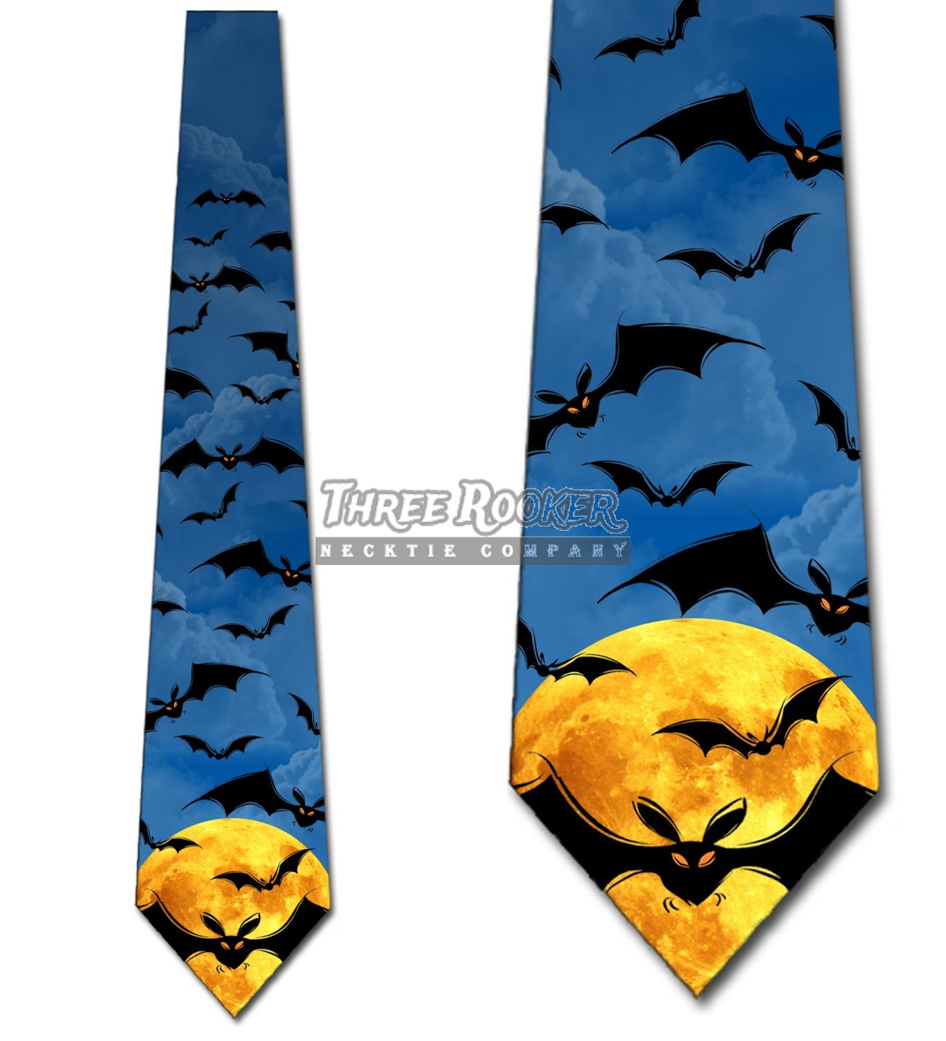 Mens Halloween Spooky Black Bats Necktie Tie Neckwear