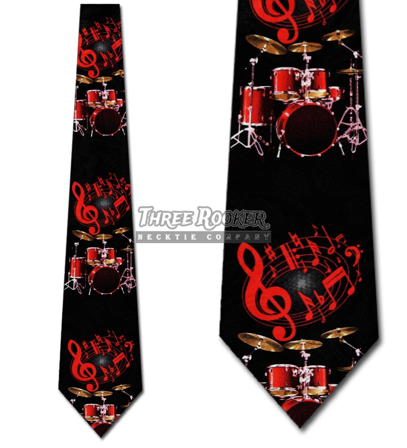 Black Steven Harris Mens Drum Set Drummer Band Necktie One Size Neck Tie